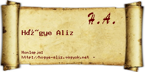 Hőgye Aliz névjegykártya